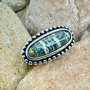 Carolyn Pollack Relios Green Jasper Sterling Silver Ring Size 6 Southwestern EUC
